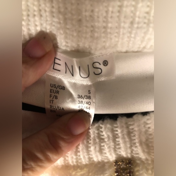 VENUS Off-Shoulder Cable Knit Dress - Cream - Picture 5 of 16